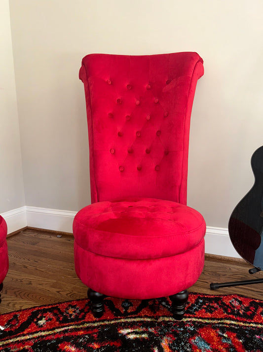 Red Suede Love Seat x 2